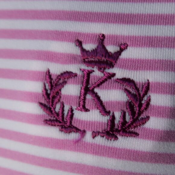 Peter Millar Summer Comfort Pink Striped K Club Polo (L) ⛳️ - Picture 6 of 8